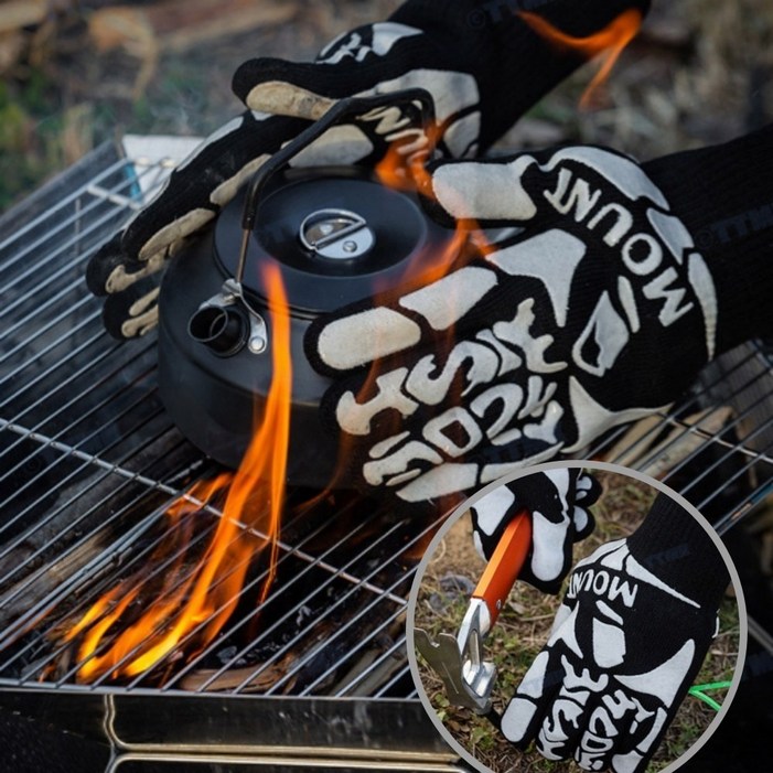 캠핑용 화로장갑 내열보호 소가죽 바베큐 숯불 취사 방열