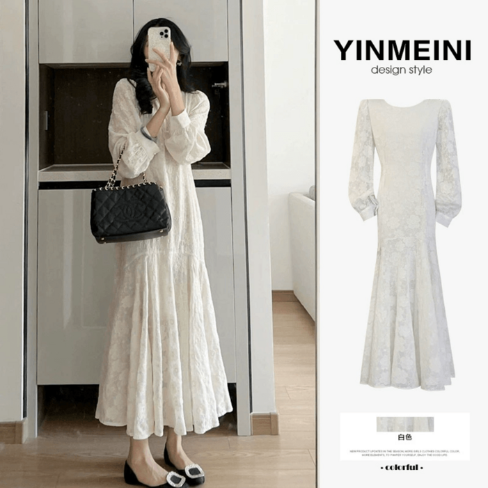 오브제원피스 롱 빈티지오브제 오버핏 레트로 차분한 복고풍