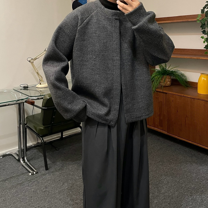 르위 캐시미어 울 크롭 라운드 가디건