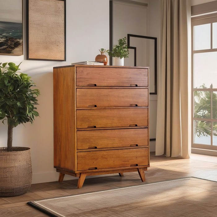 리뷰이벤트 유씨엠 클레이 원목 광폭 5단 서랍장 900 옷장 수납장, 원목, 5개