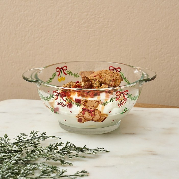[모던하우스] 홀리베어 크리스마스 오븐용 내열 유리 양손볼 13.5CM