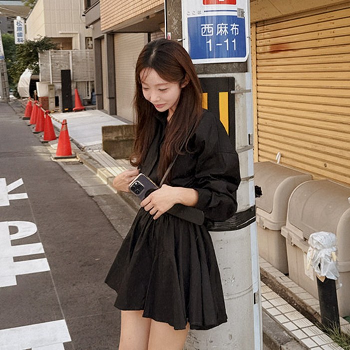 메이빈스무료배송라텔 셔츠 미니 원피스벨트포함