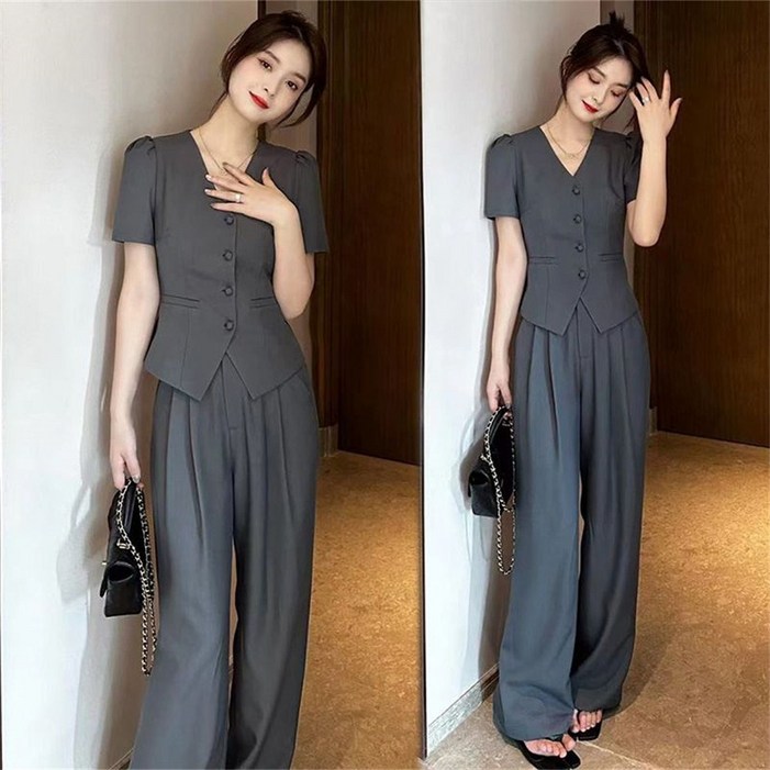 여성 투피스 반팔자켓 여름바지 와이드팬츠 반팔티 블라우스 셔츠 TZ8041918 64 여성 투피스 반팔자켓 여름바지 와이드팬츠 반팔티 블라우스 셔츠 TZ8041918 64