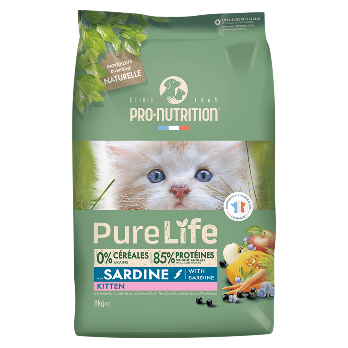 PN 퓨어라이프 캣 키튼 그레인프리 성장기 대용량 아기 고양이사료, 1개, 8kg, 흰살생선