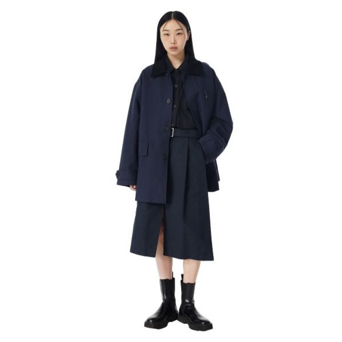 스튜디오 톰보이 히든버튼 중기장 싱글 코트_다크 네이비 91U5113002 339297