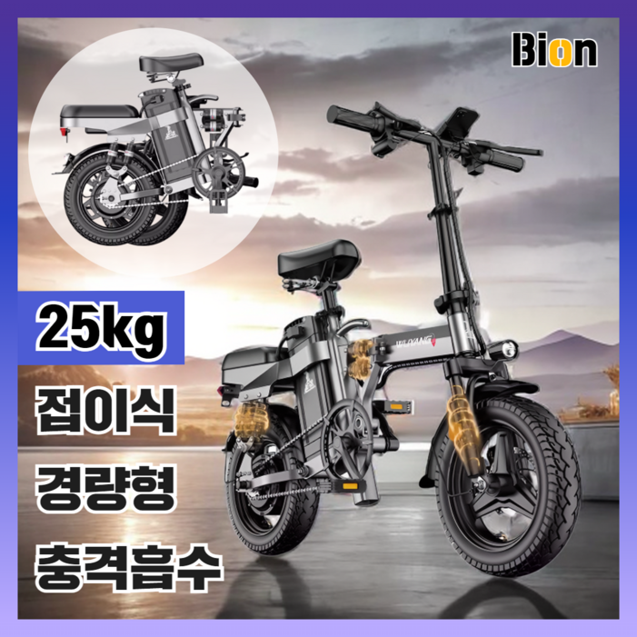 바이온 접이식 전기자전거 전동 배달 출퇴근 자전거 바이크 미니벨로 가성비, 고급형 30A120km, 경량스틸