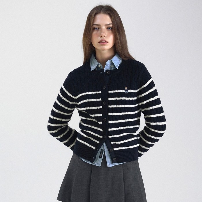 후아유 여성 스티브 케이블 꽈배기 니트 가디건  WHCKF4901F