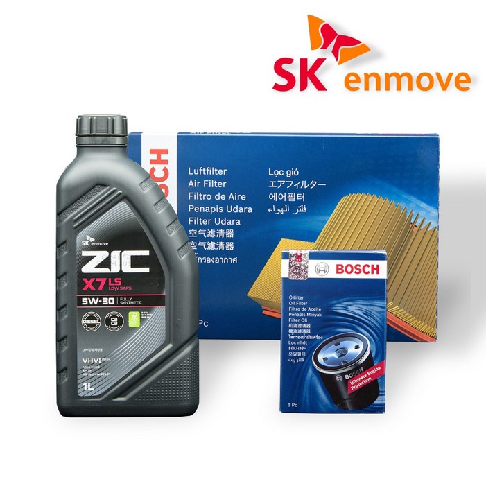 모닝 어반 가솔린 엔진오일 세트 지크 X7 LS 5W30 4L 보쉬 필터 A 3030 O 0356, 4L, 1개