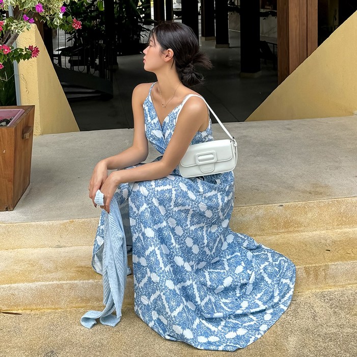 [비치팜]유나 에스닉 랩 원피스 휴양지 신혼여행 드레스 - 투데이밈