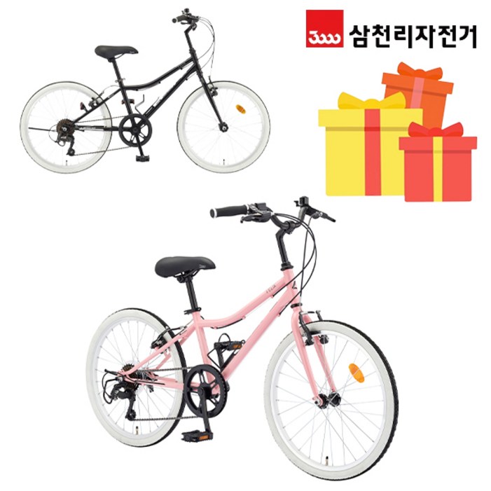 삼천리 완조립 2024 펠릭스 22인치 7단 주니어 초등학생 클래식 하이브리드 자전거, 24년형블랙