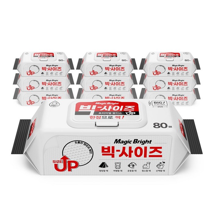 매직브라이트 도톰한 엠보싱 빅사이즈 물티슈 캡형