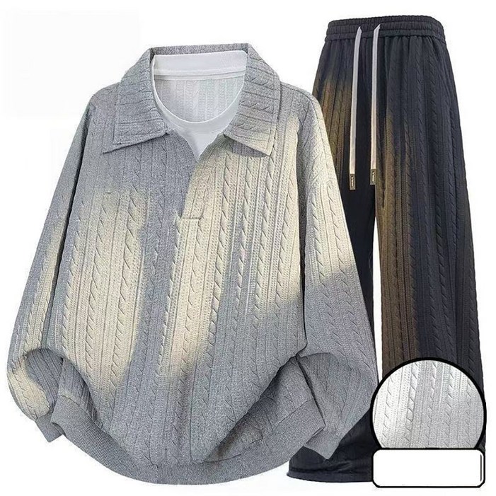 셀럽당 빅 사이즈 남성 캐주얼 세트 가을 겨울 루즈핏 맨투맨 투피스C02117