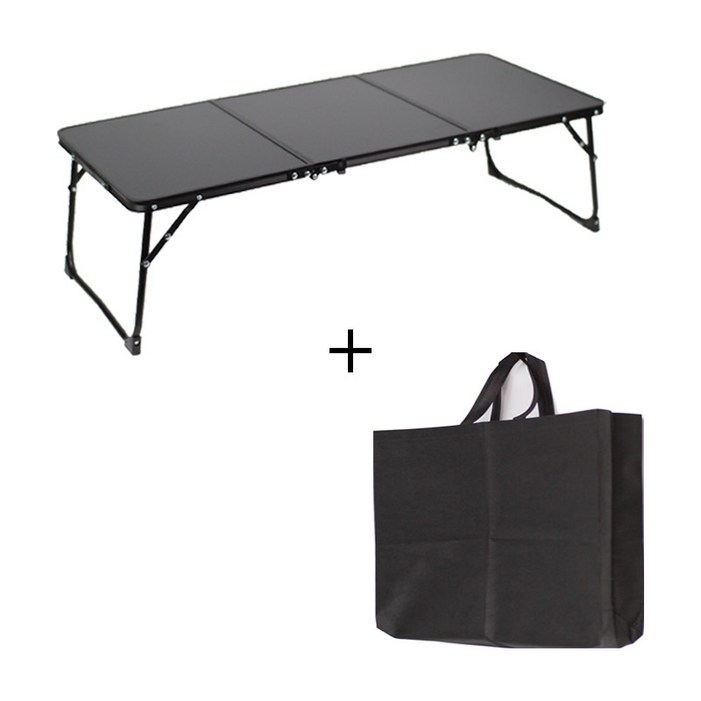 KOOLMAN쿨맨 3단 폴딩 접이식 캠핑 테이블 92, 3단폴딩 테이블  올블랙  수납가방
