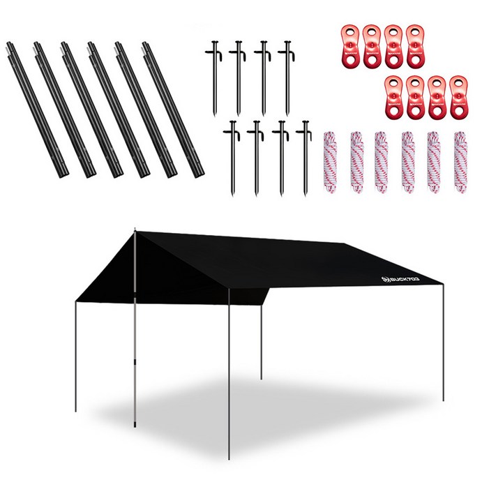 BUCK703 초특가 SALE 블랙코팅 암막타프 풀세트 대 타프 렉타타프 타프폴대 텐트 그늘막 캠핑매트, 블랙코팅 암막타프 풀세트 대