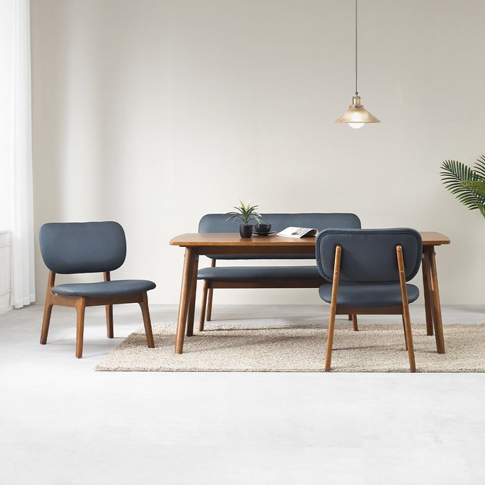 헤닝 마이홈 세라믹 원목 4인 6인 낮은식탁 식탁세트, 월넛