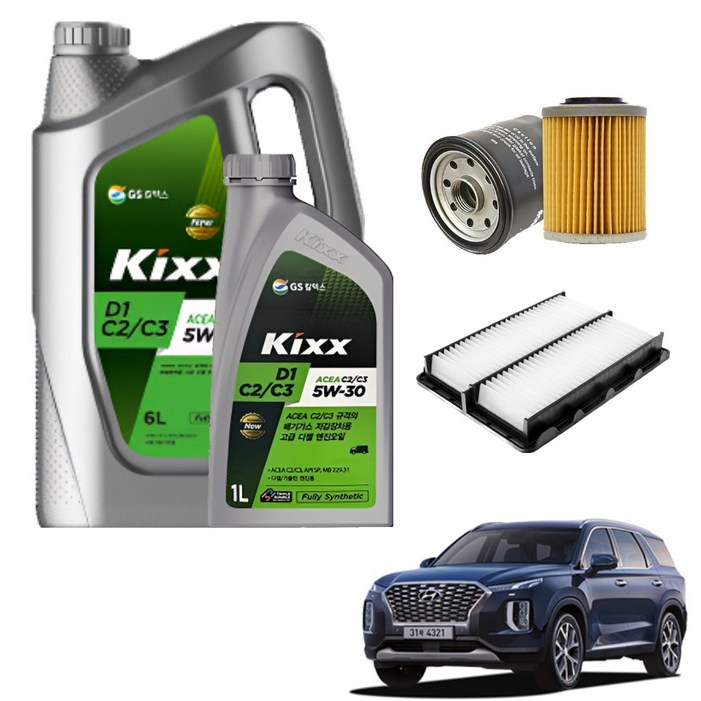 팰리세이드LX2 2.2 디젤 엔진오일세트 킥스D1 C2 C3 에어필터 오일필터 순정 호환형