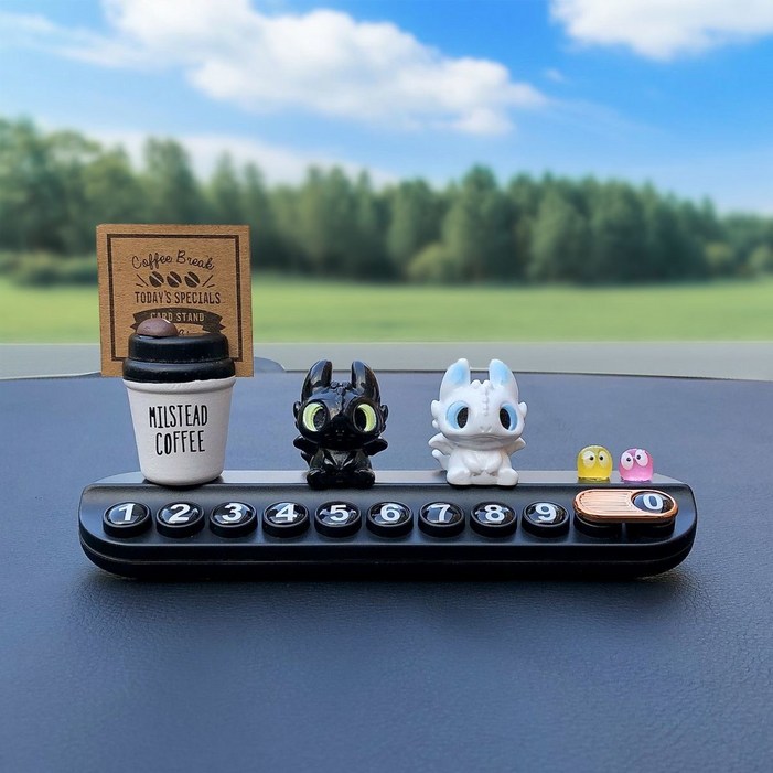 넘버링카 자동차 전화번호판 주차번호판 투슬리스 주차알림판 주차안내판 스티치, 1개, 03 커피