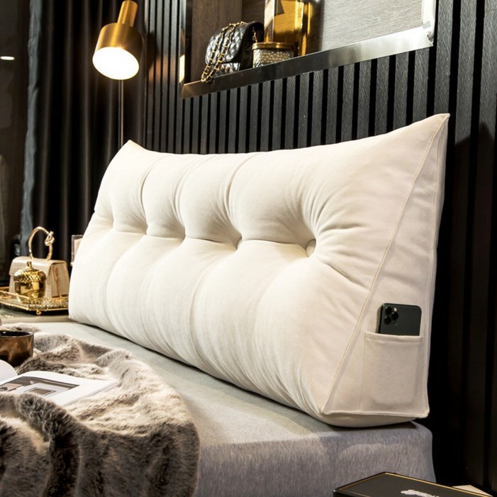 ELSECHO 대형 삼각 등받이 쿠션 벨벳 방수 극세사 삼각 등받이 쿠션, 아이보리002