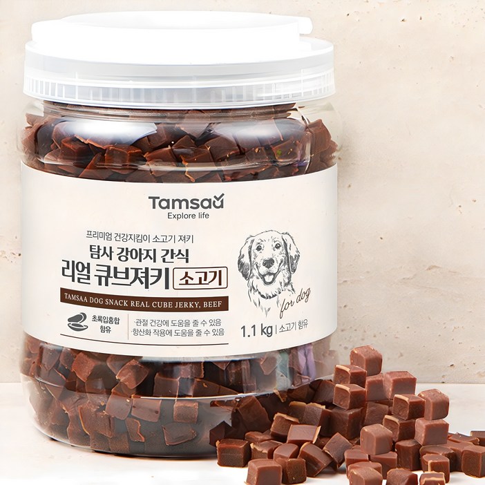 탐사 강아지 간식 리얼 촉촉 큐브 져키, 소고기, 1.1kg, 1개 탐사 강아지 간식 리얼 촉촉 큐브 져키, 소고기, 1.1kg, 1개