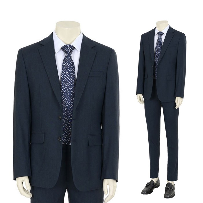 바쏘옴므 남성용 블렌디드 슬림핏 정장 자켓 + 팬츠 세트