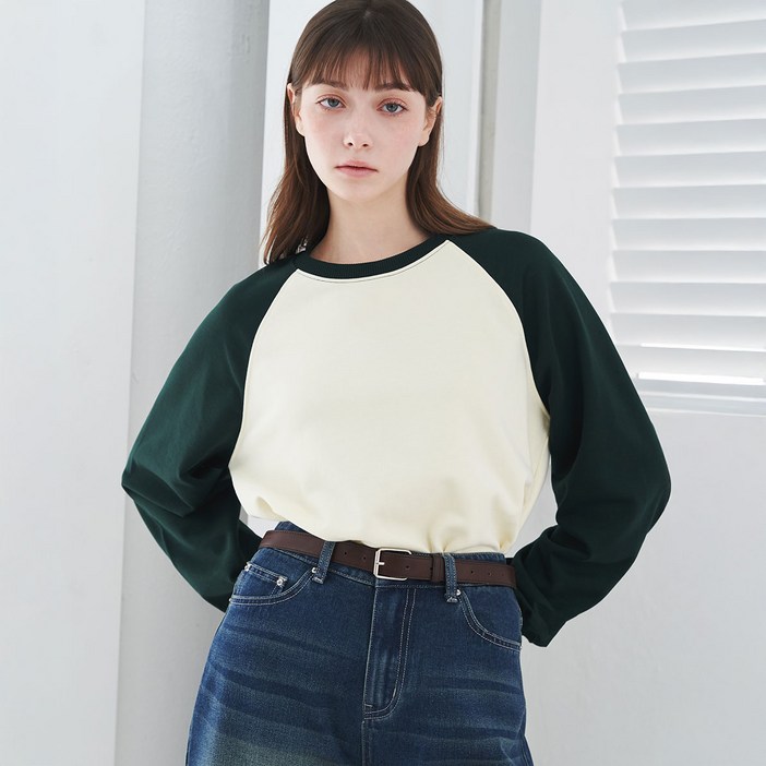 ELLE PARIS 컬러블럭 라글란 스웻셔츠