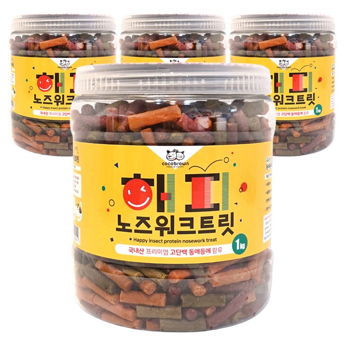 코코브라운 강아지 해피 노즈워크 트릿, 동애등에, 1kg, 4개