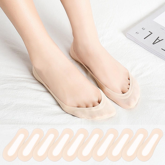 두발로 여성용 아이스 쿨 메쉬 덧신 10켤레 세트