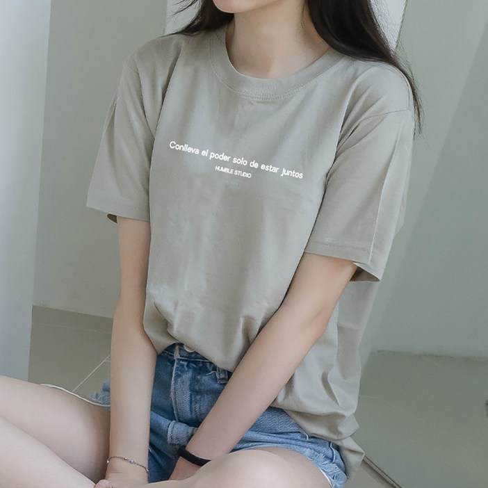 험블스튜디오 여성용 17수 레터링 통기성 반팔 티셔츠