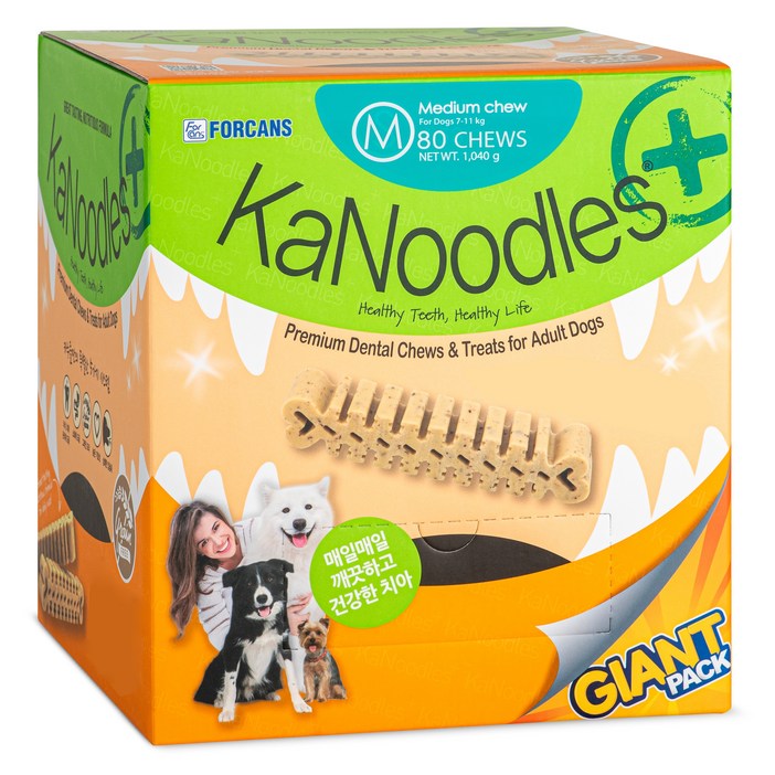 포켄스 강아지 카누들 플러스 필로팩 대용량 덴탈껌 M 80p, 구강청결, 1.04kg, 1개