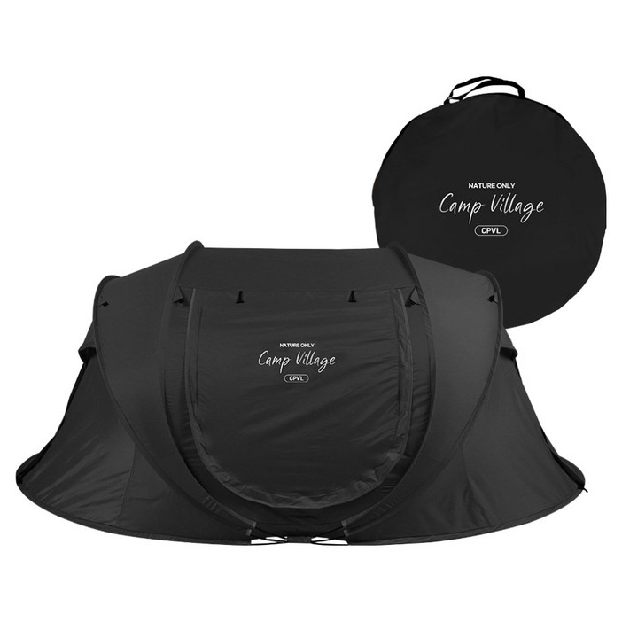 캠프빌리지 원터치 열차단 돔텐트, 블랙, 24인용
