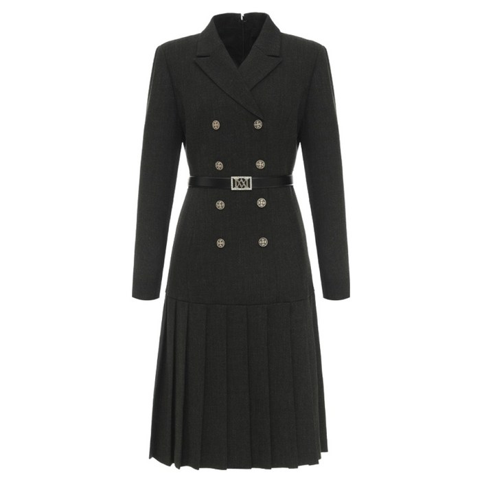 미니멈 플리츠 테일러드 카라 원피스