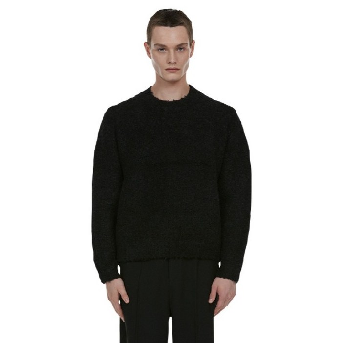 컨스트럭션 울 부클 오버 라운드 니트