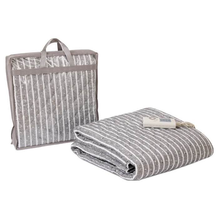 한일의료기 슬리브 워셔블 이중열선 탄소 전기요 HLD21025, 그레이스트라이프, 대135 x 180 cm