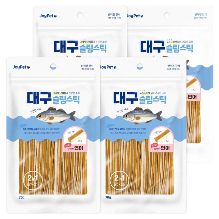 조이펫 강아지 대구 슬림스틱 간식, 연어, 70g, 4개