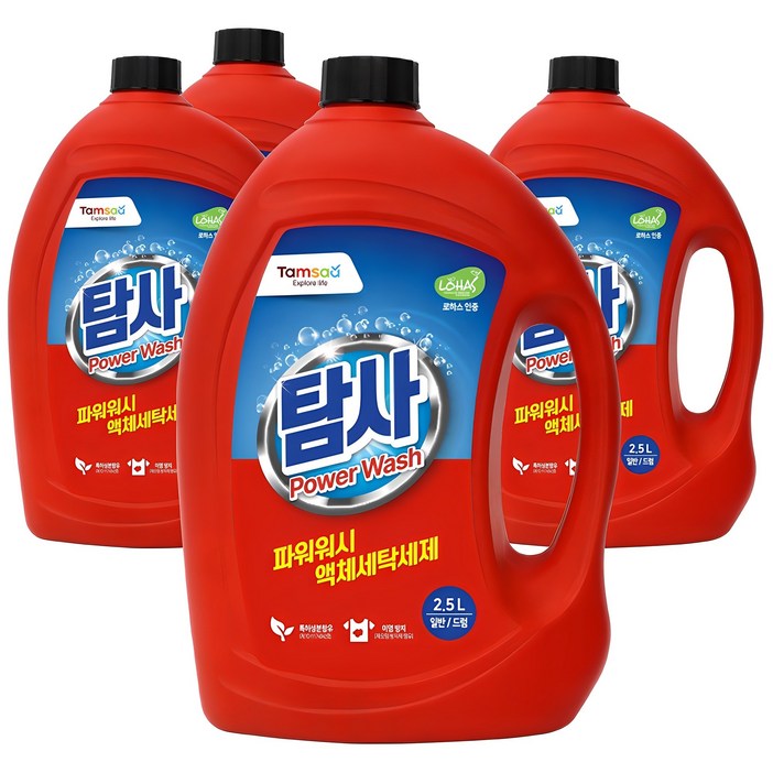 탐사 파워워시 액체세제, 2.5L, 4개 탐사 파워워시 액체세제, 2.5L, 4개