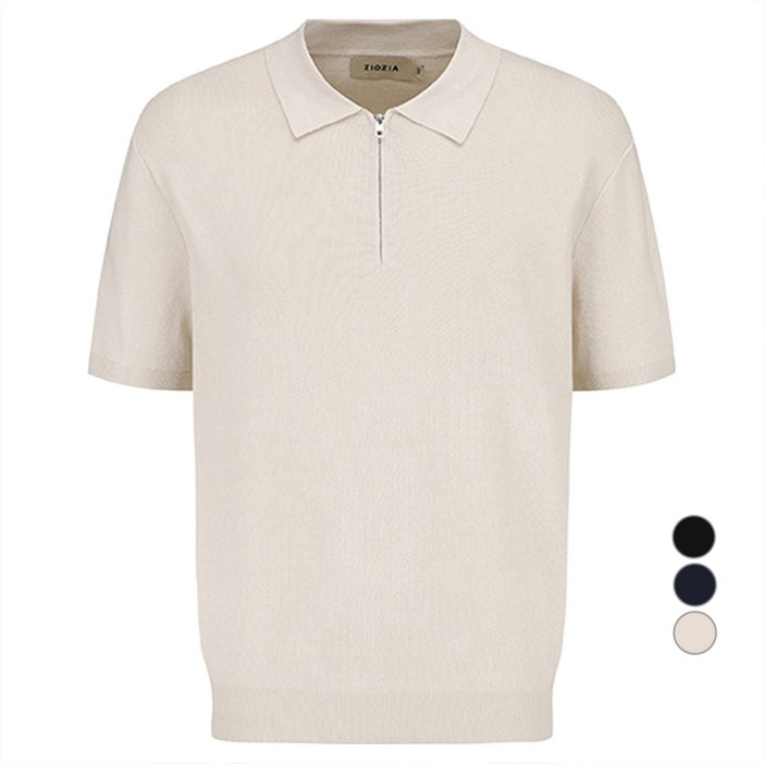 지오지아 남성용 미라쿨 반팔 반집업 카라 니트 AEF2EU1101