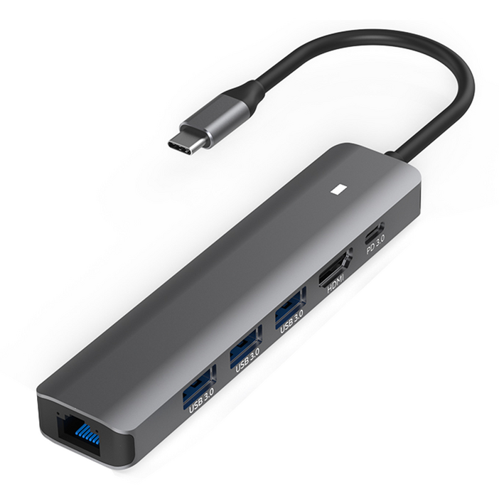 아이노트 USB C타입 6 in1 멀티허브 CH61P, 블랙, 1개