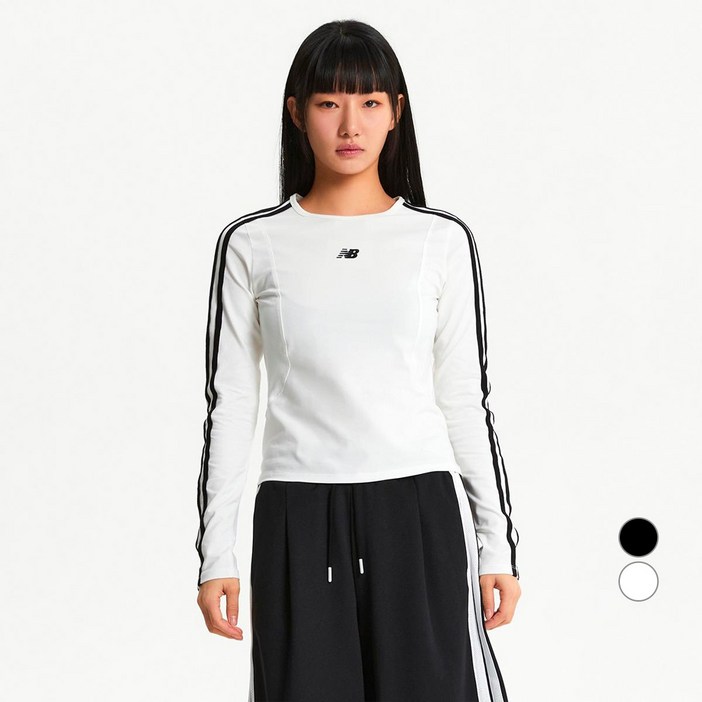 뉴발란스 여성용 슬림핏 더블유  에센셜 트랙 긴팔 티셔츠 NBNDF2W132