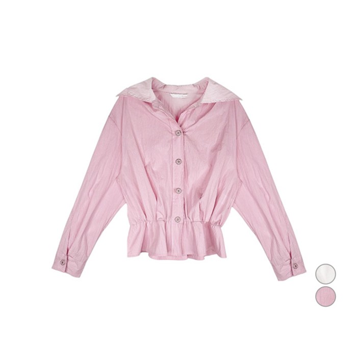 올리브데올리브 여성용 오픈카라 밴딩 블라우스