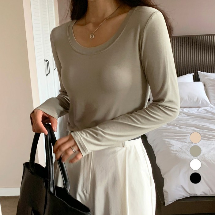 보에리에 여성용 텐셀 유넥 긴팔 티셔츠