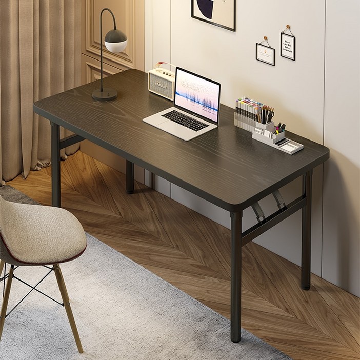 오브민 LPM 공간활용 철제 접이식 스틸 책상 식탁 테이블 1200, 월넛, 4인용