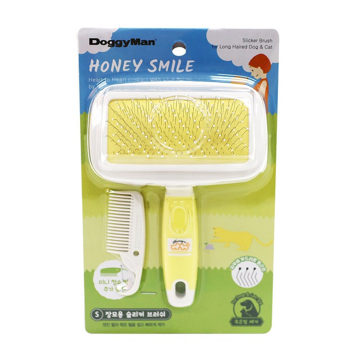 도기맨 장모용 슬리커 브러쉬 겸용 3단계 S NHS60, 혼합색상, 1개