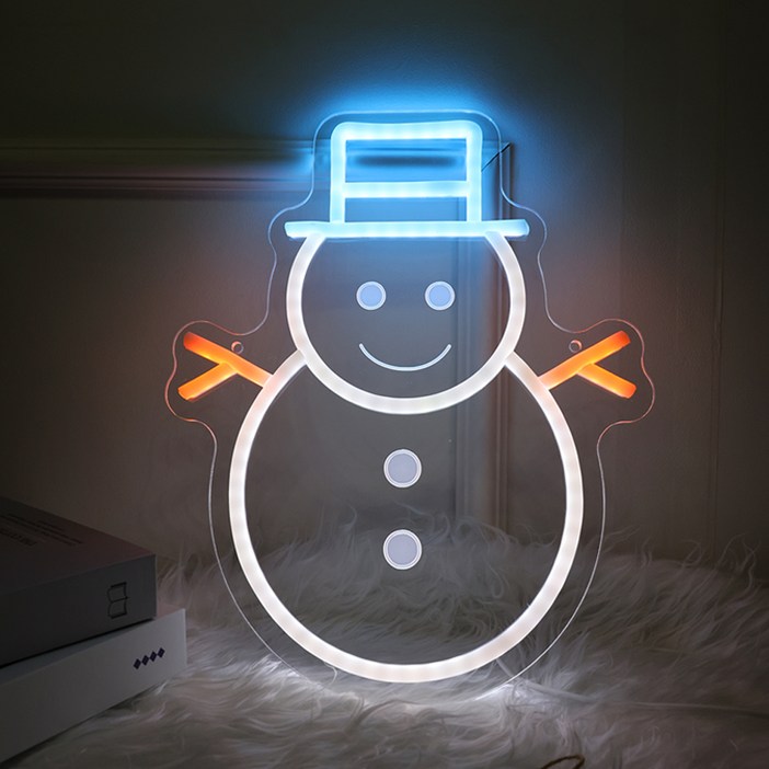 21세기트랜드 LED 귀염뽀작 눈사람 아크릴 네온사인 조명