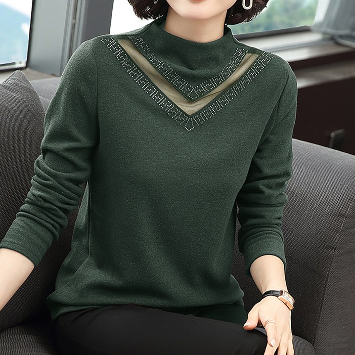 아뗄릭 여성용 브렌다 빅사이즈 반폴라 하이넥 예쁜 티셔츠 10778