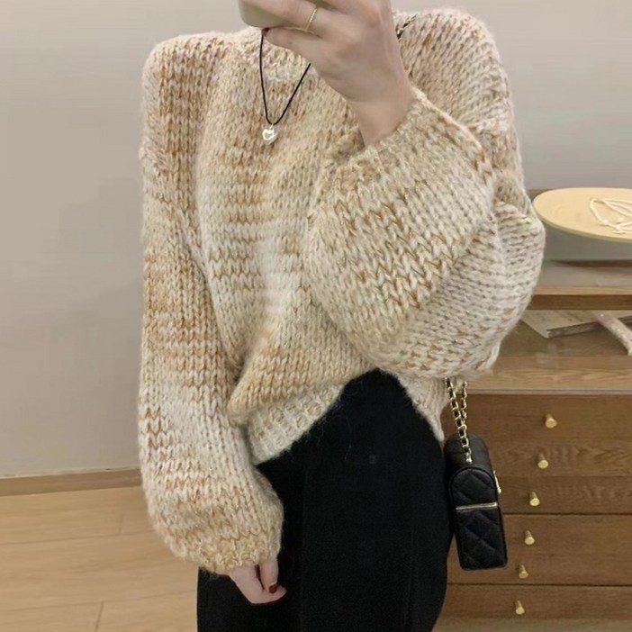 퀸이즈 여성용 빈티지 그라데이션 니트