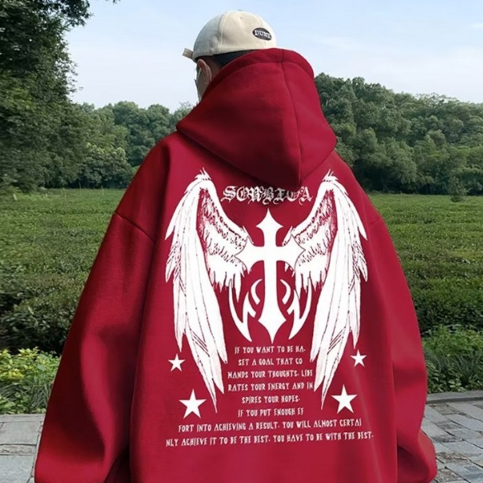 제이티엘 남성용 에너지 스트릿패션 박시 후드티