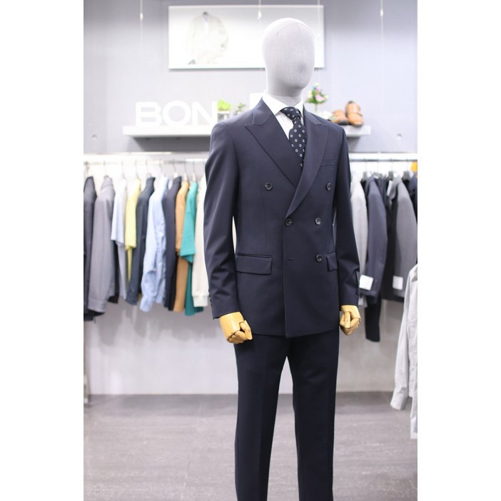 BON 더블 정장 BN4SJ001NY 네이비 솔리드 슬림 스판 더블정장