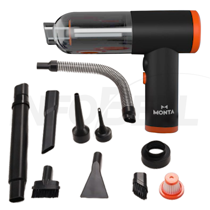 TV홈쇼핑정품 인포벨독일 몬타 토네이도팡팡 무선 차량 미니 청소기 휴대용 소형 에어건 LED 송풍기 노즐 틈새