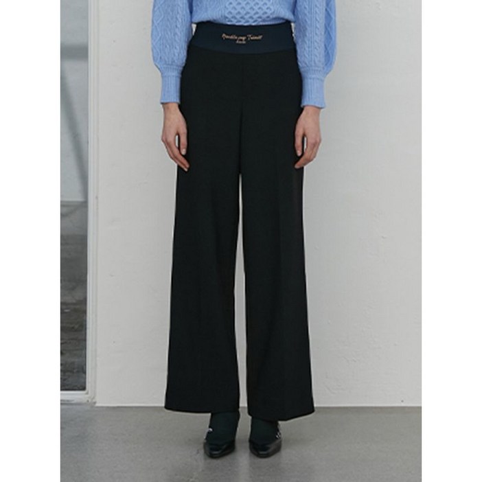 에고이스트 블랙 오비 자수 포인트 밴딩 팬츠 EN4WP160