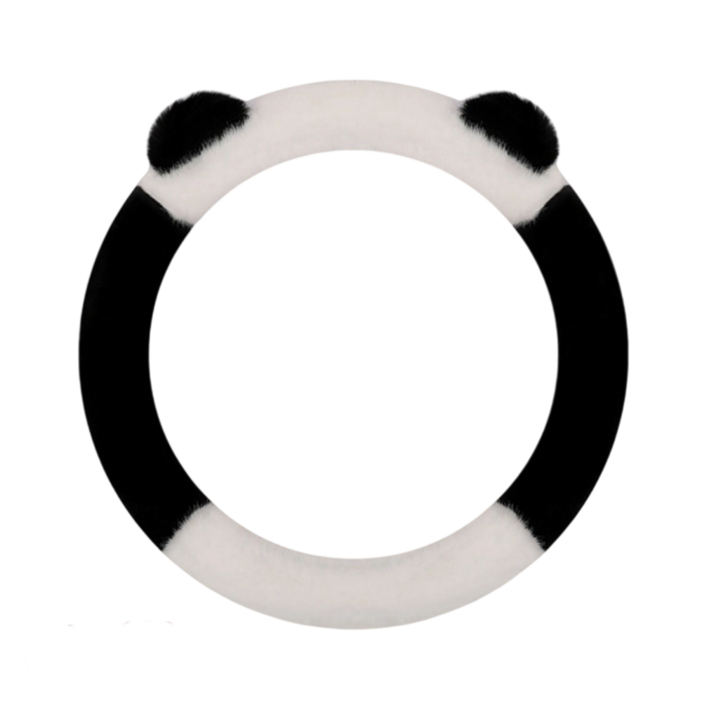 자동차 귀여운 보온 따듯한 극세사 겨울용 핸들커버, 블랙화이트